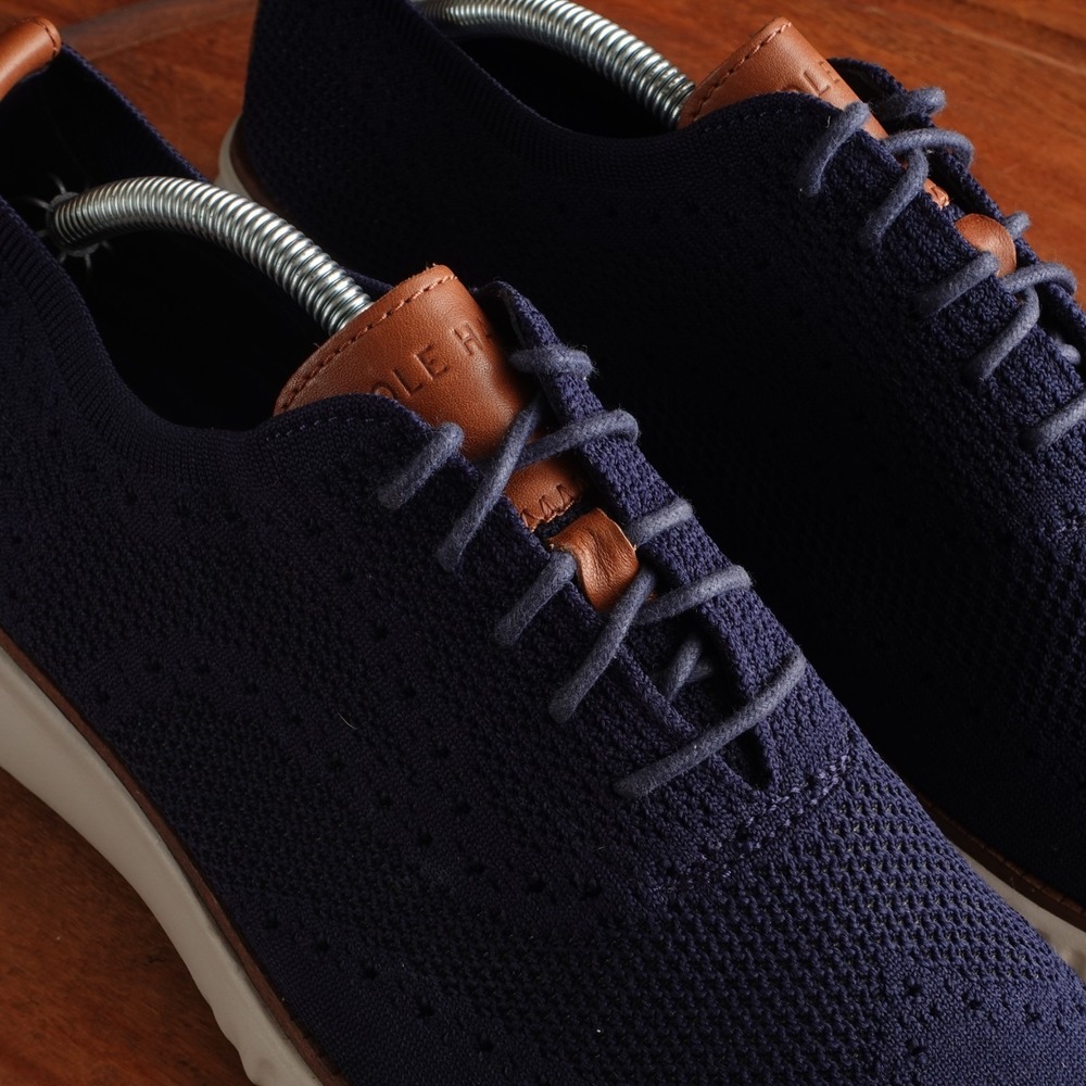 Cole Haan Oxfords Mens SZ 11M Blue Stitchlite Zerogrand Wingtip Knit Dress Shoes - Picture 5 of 13